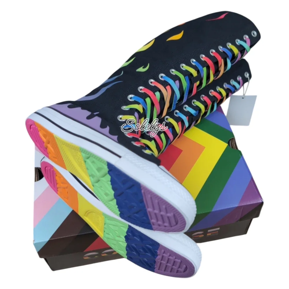 Converse Pride XXHI Rainbow Flame Elastic Lace Knee High Sneaker Boot Bundle 7.5 - Picture 7 of 10